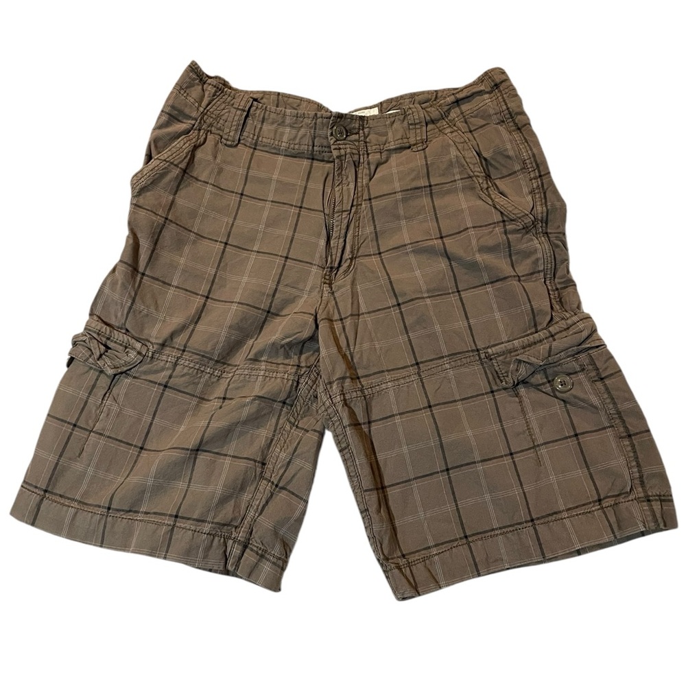 Aeropostale Men's Tan Plaid Cargo Shorts